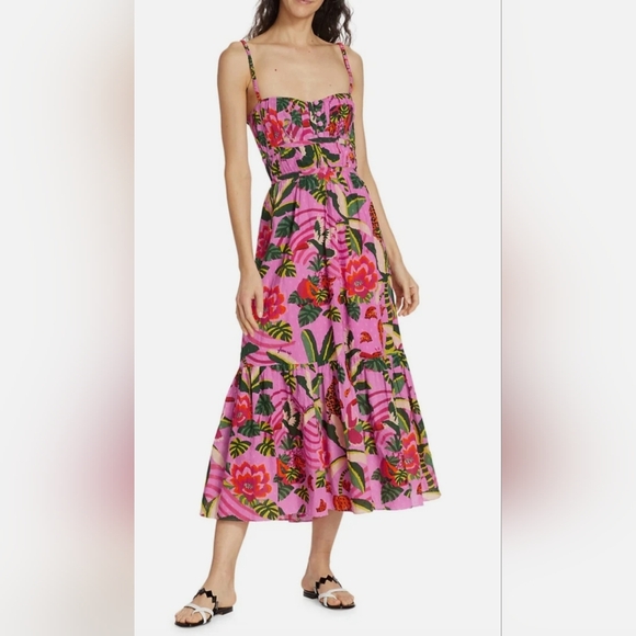 FARM Rio Pink Floral Midi Dress - Picture 1 of 10
